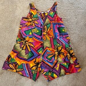 BOOM Multi Color Hippie Slouchy Sleeveless Short Romper w Pockets Size M
